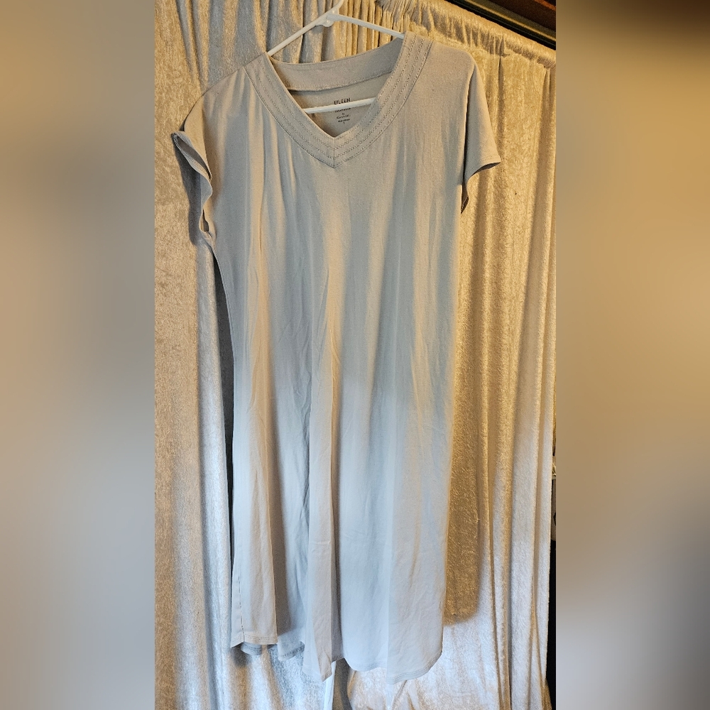 Eileen Fisher Light Gray Pima V-Neck Tunic